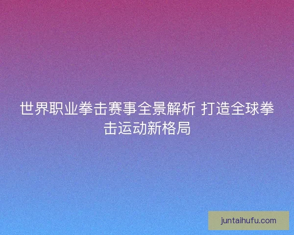 世界职业拳击赛事全景解析 打造全球拳击运动新格局